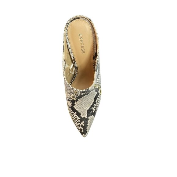Snake Print Pointed Toe Mule Heels Womens Size 6.5 Slip-On Shoes By Express - Picture 11 of 12